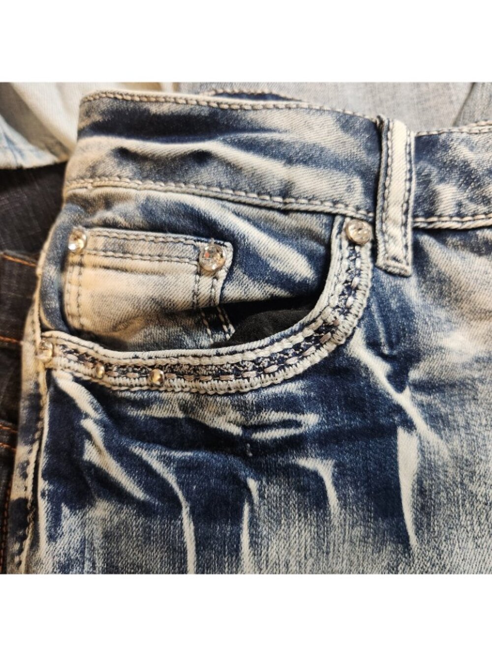 Cato Blue Jeans Mid Rise Acid Wash Boot Lg Denim Blue Jean Petite Siz 14P 34Wx29 - Picture 10 of 16